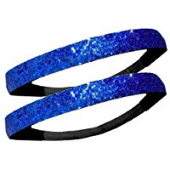 2-Sparkly Fashion Glitter Headbands Royal Blue - Picture 1 of 1